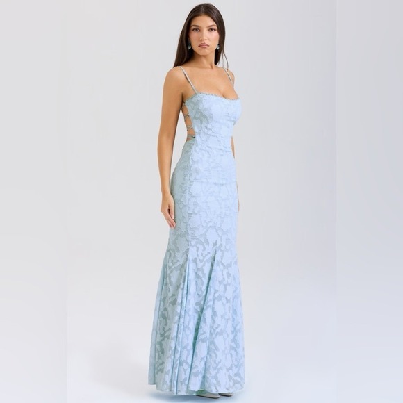 HOUSE OF CB 'Joan' Bluebell Lace Up Back Maxi Dress NWOT Size XS - Picture 12 of 16